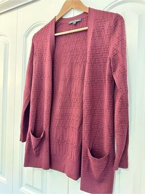✨ BROOKS BROS Open-Front Knit Textured Cardigan Burgundy Size XS ✨